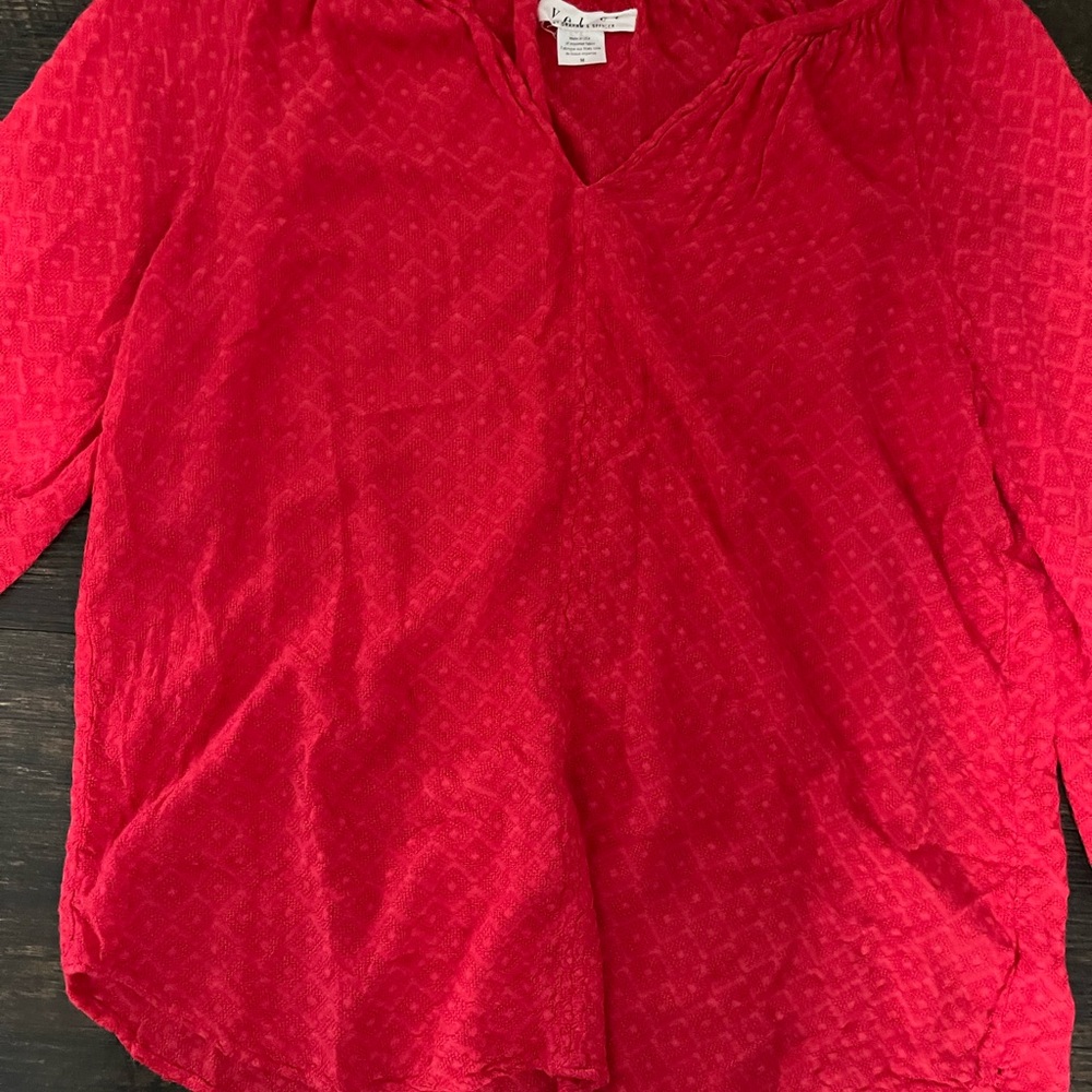 CAbi Red 3/4 Sleeve Relaxed Blouse